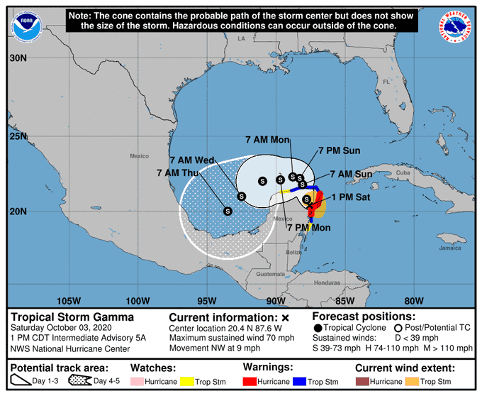 La tormenta “Gamma” ya afecta a la Península de Yucatán