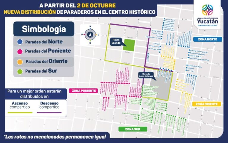 A partir del 2 de octubre comienza el acercamiento en el Centro Histórico de las zonas de ascenso y descenso de 150 rutas de transporte público