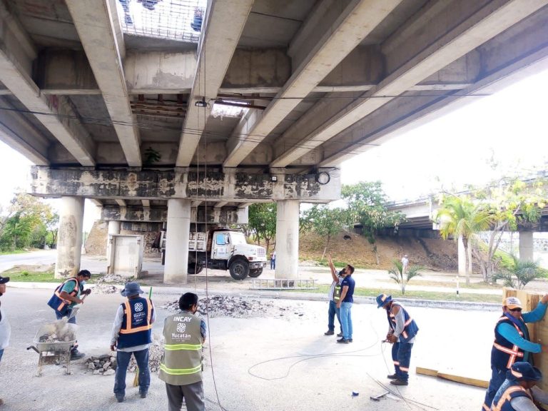 Desmienten presunto “desfonde” de puente en Dzununcán